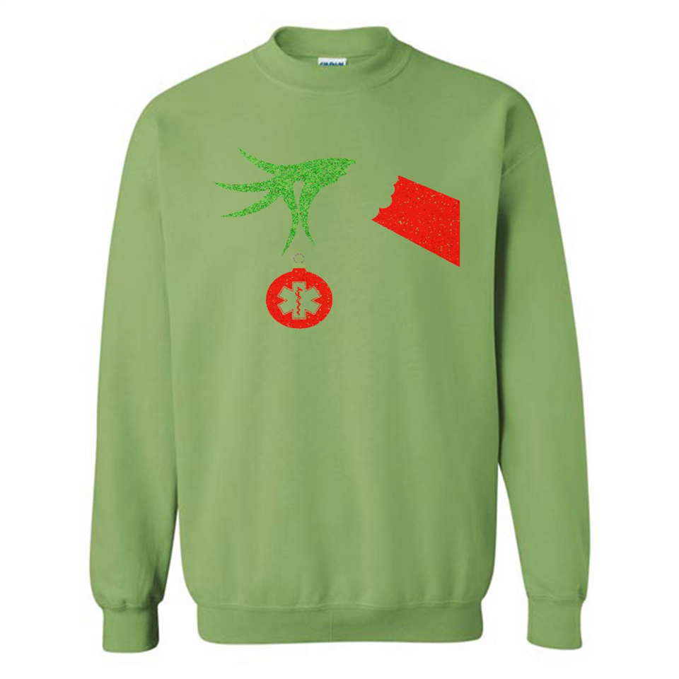 Funny Grinch Hand holding Doctor ornament Christmas Sporty T-Shirt - Sweatshirt