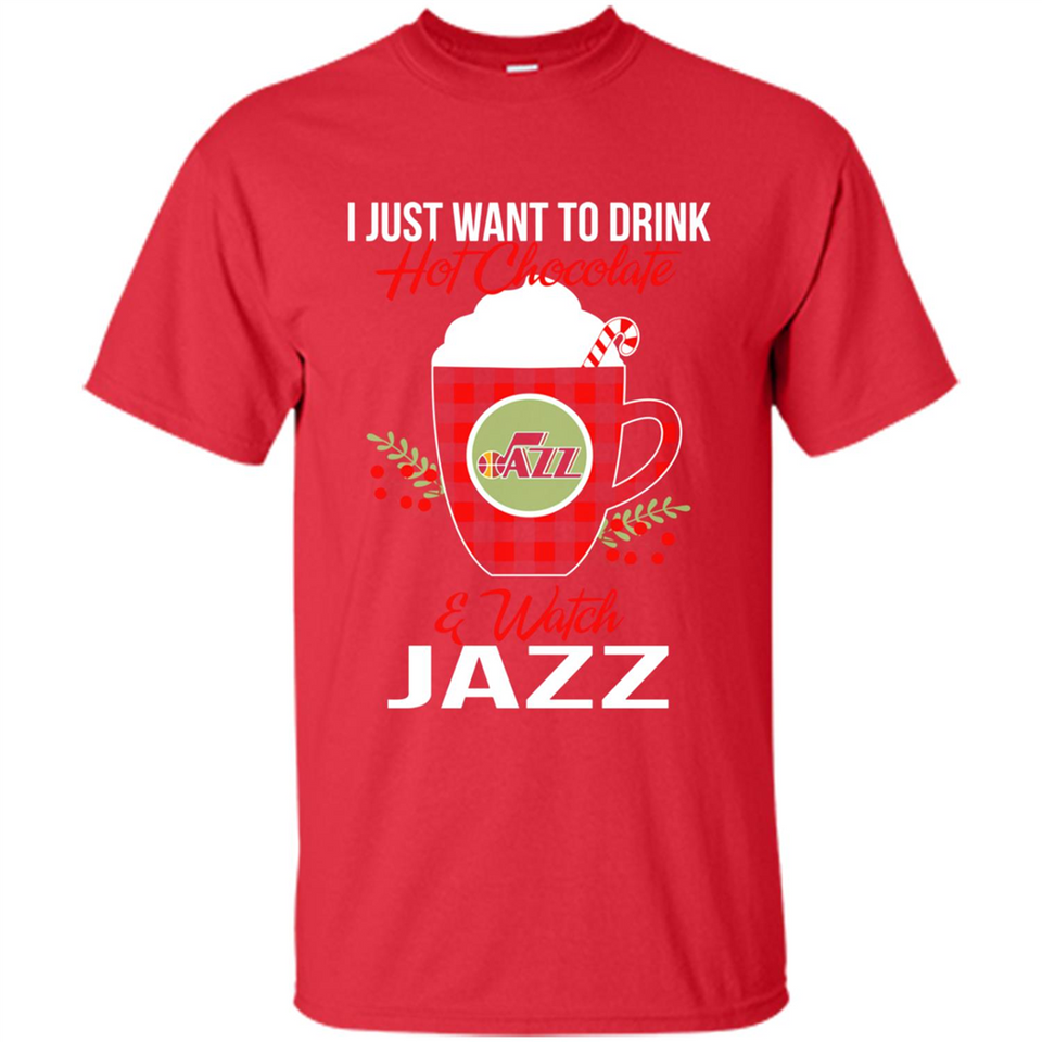I Just Want To Drink Hot Chocolate & Watch Utah Jazz Ugly Christmas Sweater PINGPONG