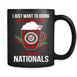 I Just Want To Drink Hot Chocolate & Watch Washington Nationals Ugly Christmas Sweater PINGPONG