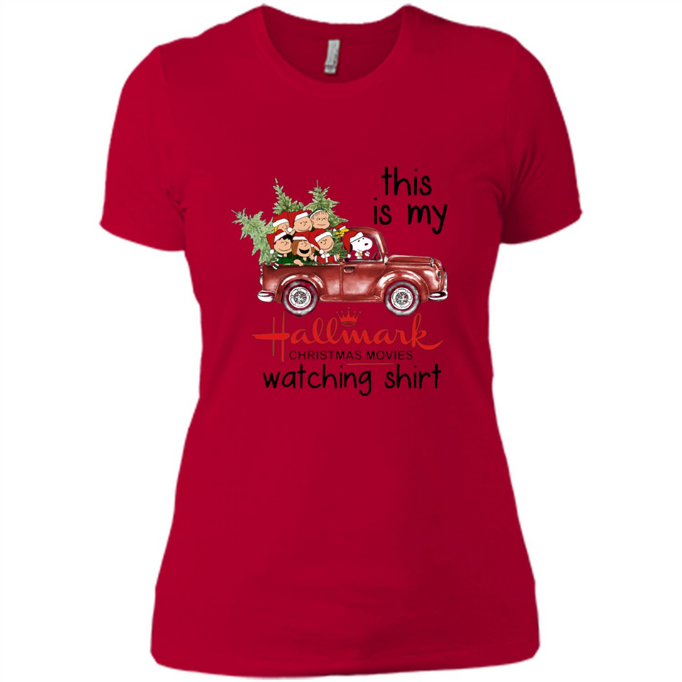 Snoopy This Is My Hallmark Christmas Movies Watching T-Shirt - Ladies' Boyfriend T-Shirt