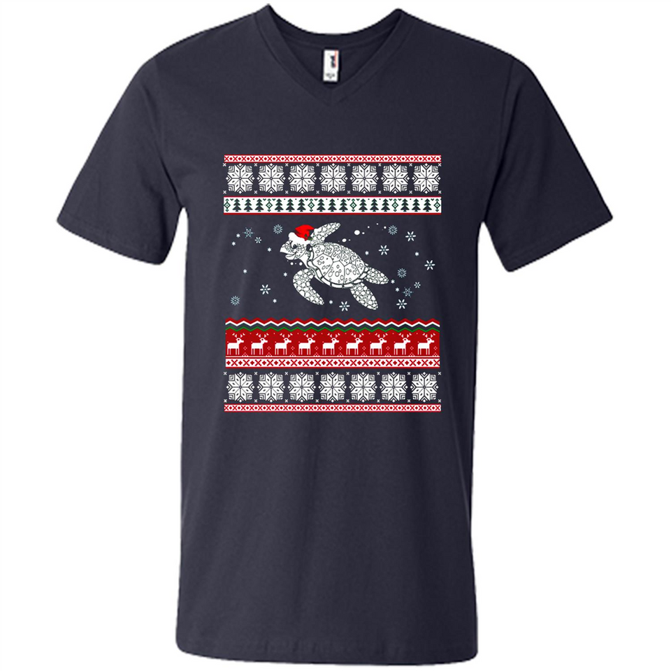 Sea Turtle Ugly Christmas T-Shirt - Men's V-Neck