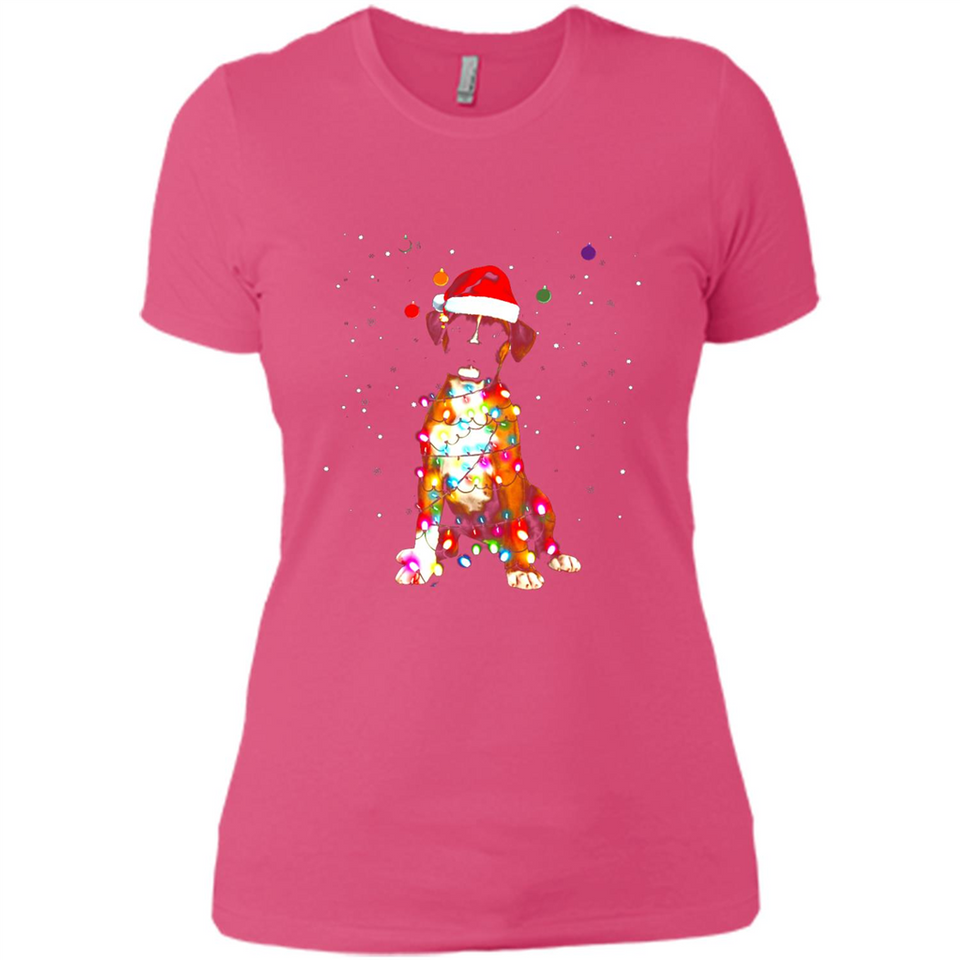 Christmas Lights Boxer Dog Funny Xmas Sweatshirt - Ladies' Boyfriend T-Shirt