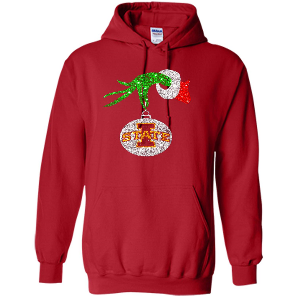 Amazing Iowa State Cyclones Glitter Grinch Monogram Ornament Christmas Gift - Hoodie