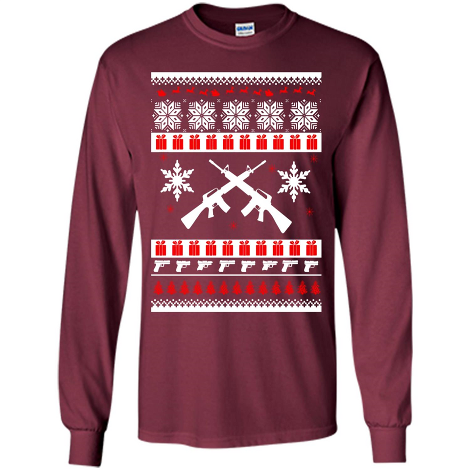 Rifle I Want Rifle Guns For Christmas ugly - Long Sleeve T-Shirt