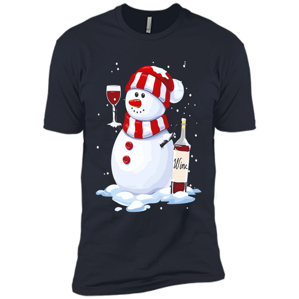 Cute Snowman drink Red Wine Christmas - Premium Short Sleeve T-Shirt