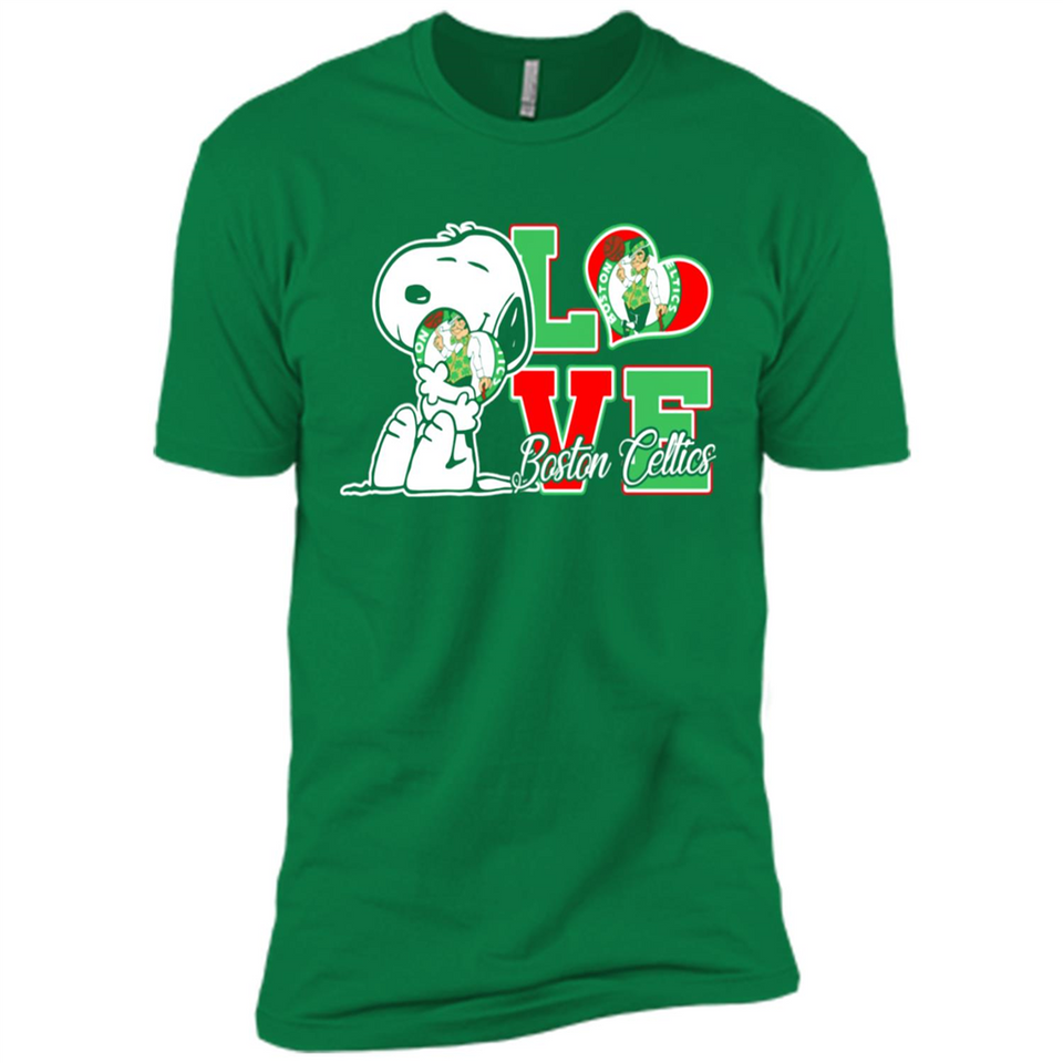 Snoopy loves NBA Boston Celtics - Premium Short Sleeve T-Shirt