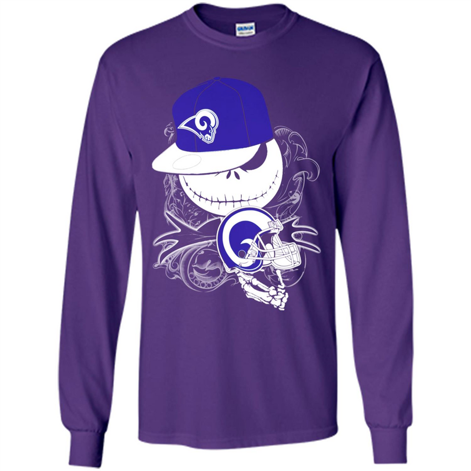 Jack Skellington The Nightmare Before Christmas-Rams Football - Long Sleeve T-Shirt