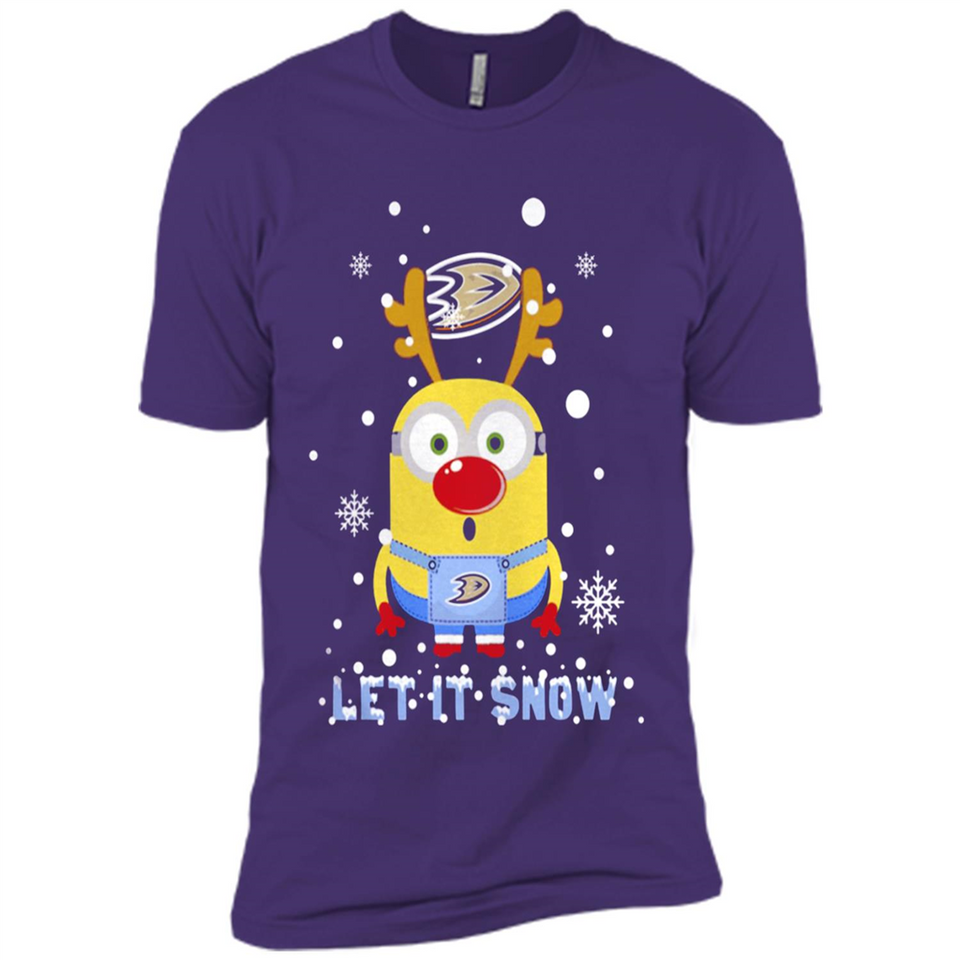 Minion Anaheim Ducks Ugly Christmas Sweater Let it Snow - Premium Short Sleeve T-Shirt