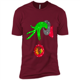GRINCH HAND HOLDING CHICAGO BLACKHAWKS GLITTER CHRISTMAS PINGPONG