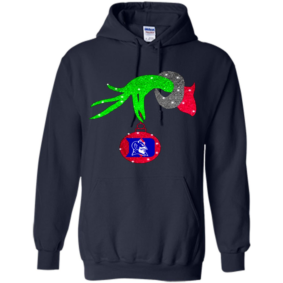 GRINCH HAND HOLDING DUKE BLUE DEVILS GLITTER CHRISTMAS PINGPONG