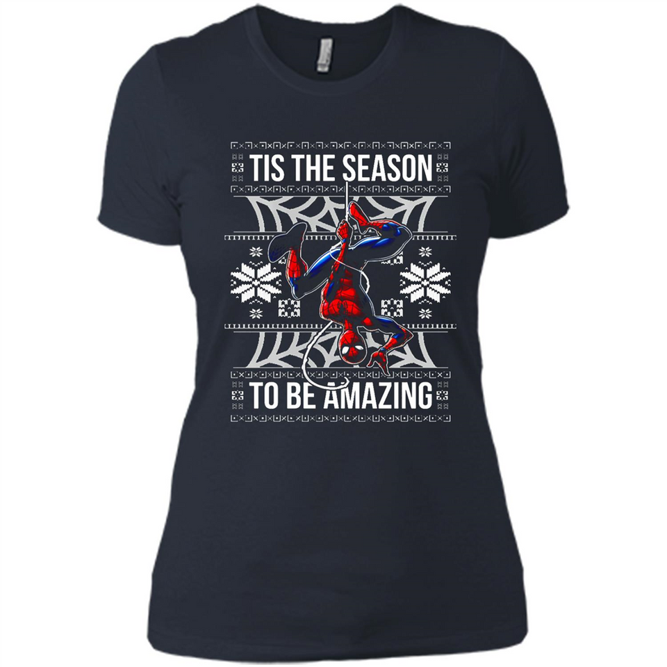 Marvel Spider Man Tis The Season To Be Amazing Ugly Christmas Mug PINGPONG - Ladies' Boyfriend T-Shirt