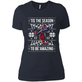 Marvel Spider Man Tis The Season To Be Amazing Ugly Christmas Mug PINGPONG - Ladies' Boyfriend T-Shirt