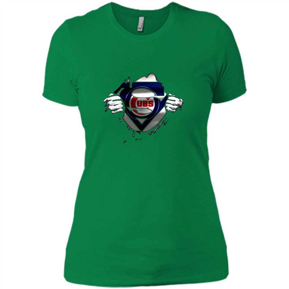 Chicago Cubs And Superman Fans - Ladies' Boyfriend T-Shirt