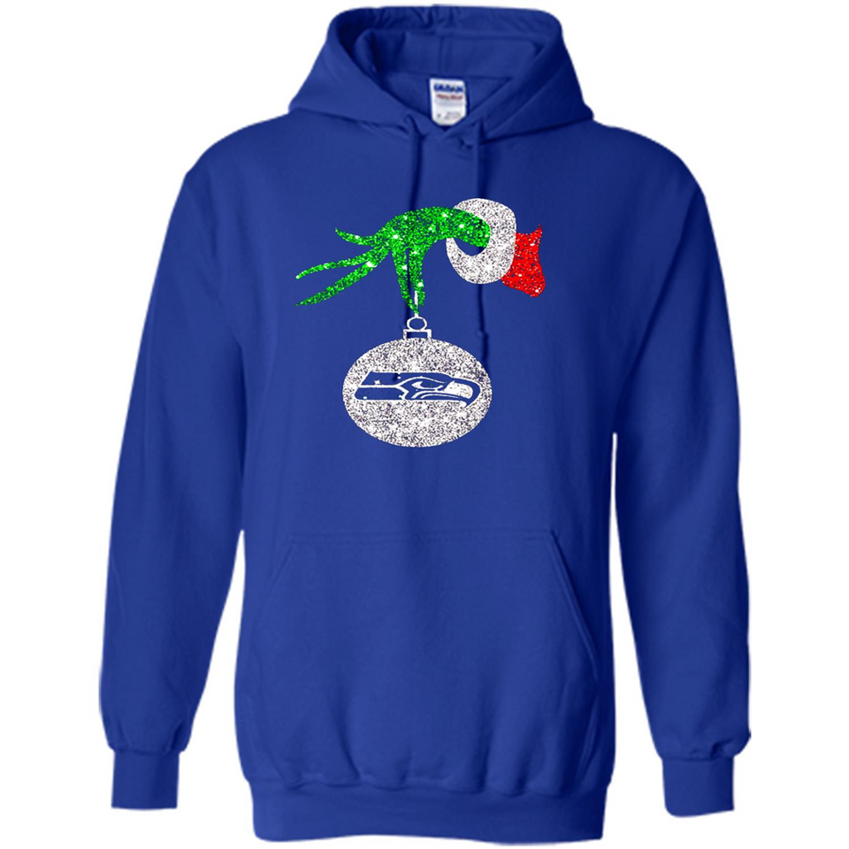 Funny Seattle Seahawks Glitter Grinch Monogram Ornament Christmas Gift - Hoodie