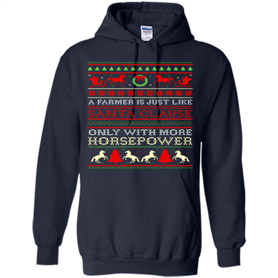 Funny Farmers Gift Ugly Santa Claus Horsepower - Hoodie