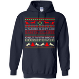 Funny Farmers Gift Ugly Santa Claus Horsepower - Hoodie