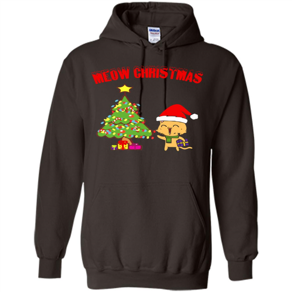 Meow merry christmas- cat and pine merry christmas - Hoodie