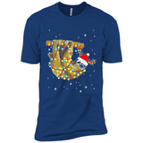 Christmas Lights Sloth Wearing Santa Hat Funny Xmas - Premium Short Sleeve T-Shirt