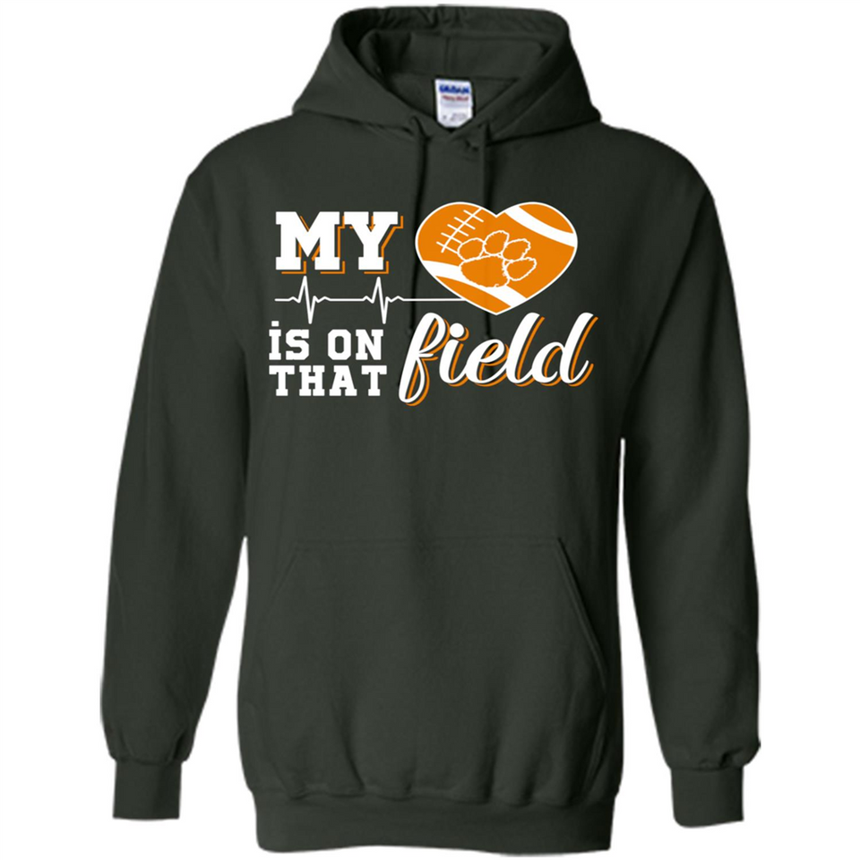 Clemson Tiger Paw Football My Heart is on that Field - Hoodie