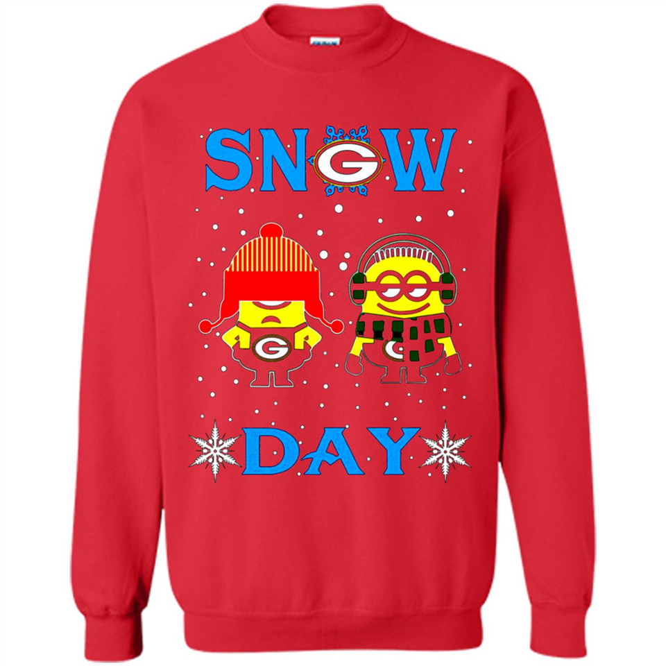 Snow Day Shirt For Green Bay Packers Vs Minion Fans pingpong