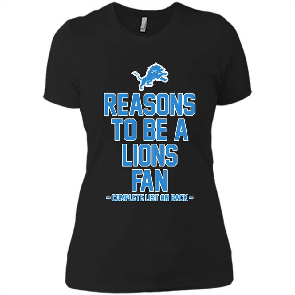 Reasons to be a Detroit Lions Fan Complete List on Back - Ladies' Boyfriend T-Shirt
