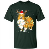 Christmas Lights Shetland Sheepdog Wearing Santa Hat Funny Xmas - Shirt