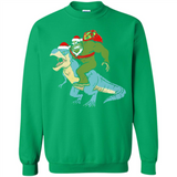 Bigfoot Riding Dinosaurus T-Shirt Funny Bigfoot Santa - Sweatshirt