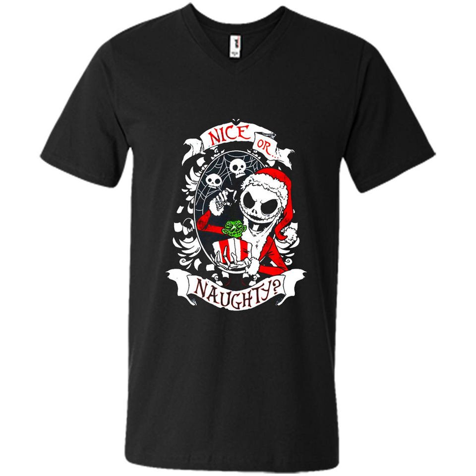Christmas Shirt, Santa Nice Or Naughty Xmas - Men's V-Neck