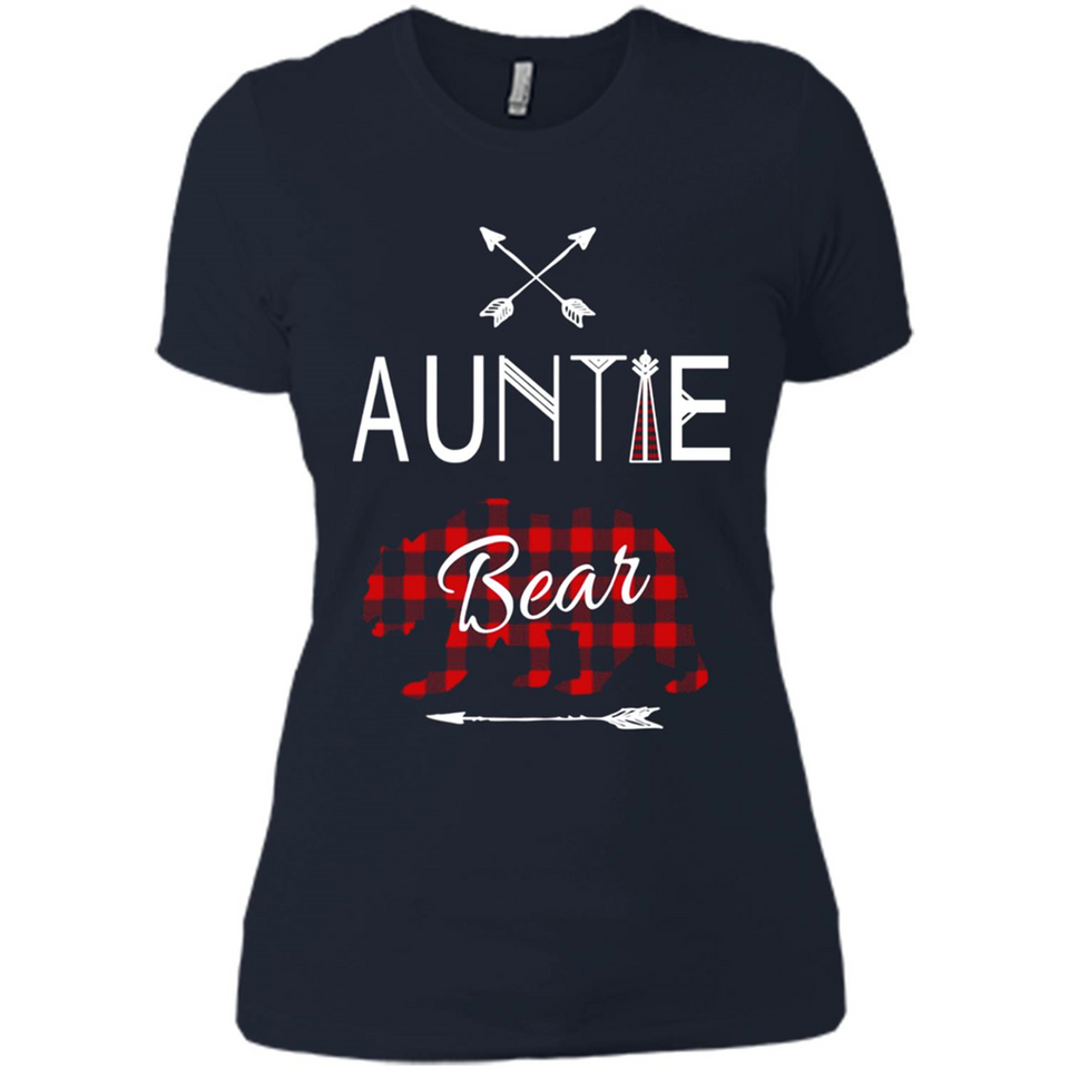Aunt Shirt Buffalo Plaid Family Camp Bear Tee - Ladies' Boyfriend T-Shirt