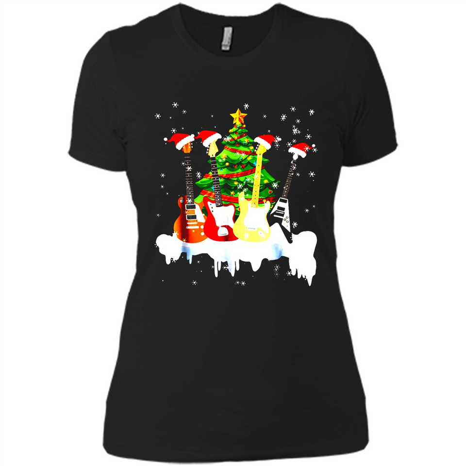 Santa Hat Electric Guitar Classical Guitar Christmas shirt Ladies' Boyfriend