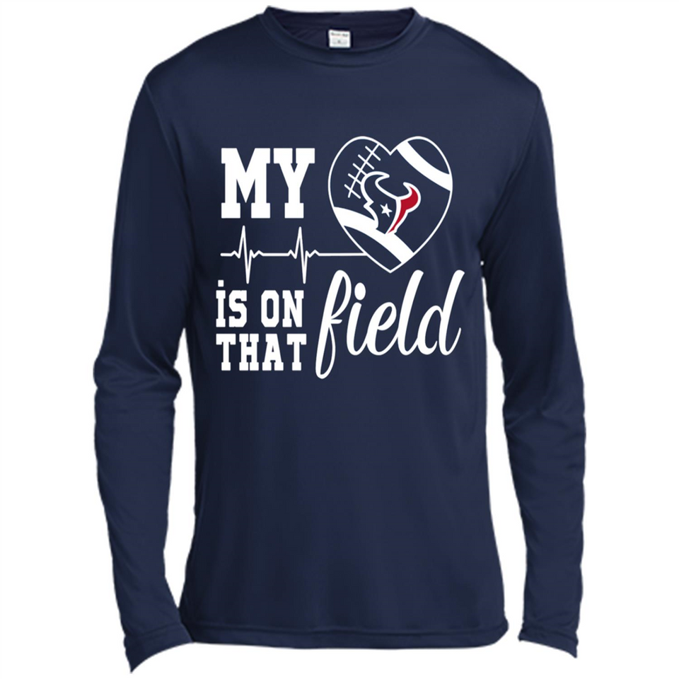 Houston Texans Football My Heart is on that Field - Canvas Long Sleeve T-Shirt