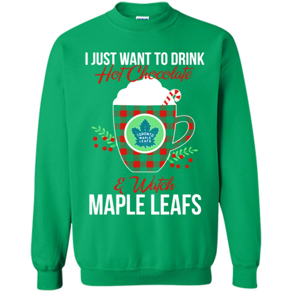 I Just Want To Drink Hot Chocolate & Watch Toronto Maple Leafs Ugly Christmas Sweater PINGPONG