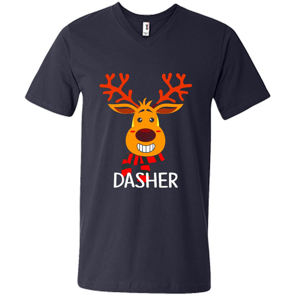 Dasher Reindeer Santa Claus Funny Xmas Holiday T-Shirt - Men's V-Neck