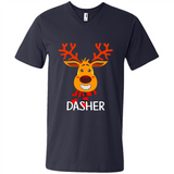 Dasher Reindeer Santa Claus Funny Xmas Holiday T-Shirt - Men's V-Neck