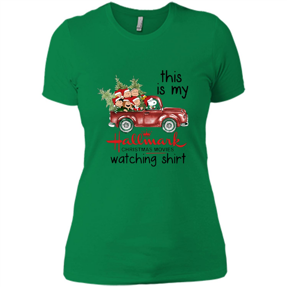 Snoopy This Is My Hallmark Christmas Movies Watching T-Shirt - Ladies' Boyfriend T-Shirt