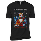 Christmas Ugly Sweater Cat With Christmas Meowy Chritstmas - Premium Short Sleeve T-Shirt
