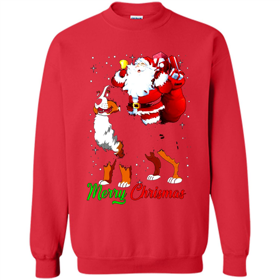 Merry Christmas Santa Claus With Big Dog sweater PINGPONG