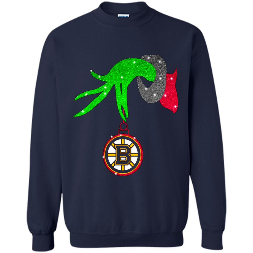 GRINCH HAND HOLDING BOSTON BRUINS GLITTER CHRISTMAS PINGPONG