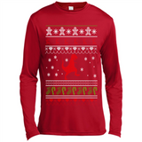 Dinosaur and Santa Ugly Christmas Sweater - Canvas Long Sleeve T-Shirt