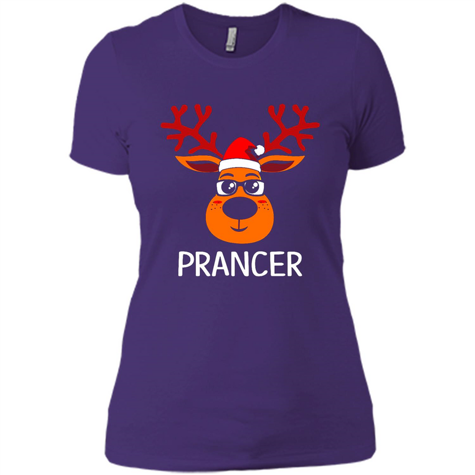 Prancer Reindeer Santa Claus Funny Xmas Holiday T-Shirt - Ladies' Boyfriend T-Shirt