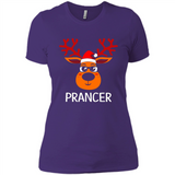 Prancer Reindeer Santa Claus Funny Xmas Holiday T-Shirt - Ladies' Boyfriend T-Shirt