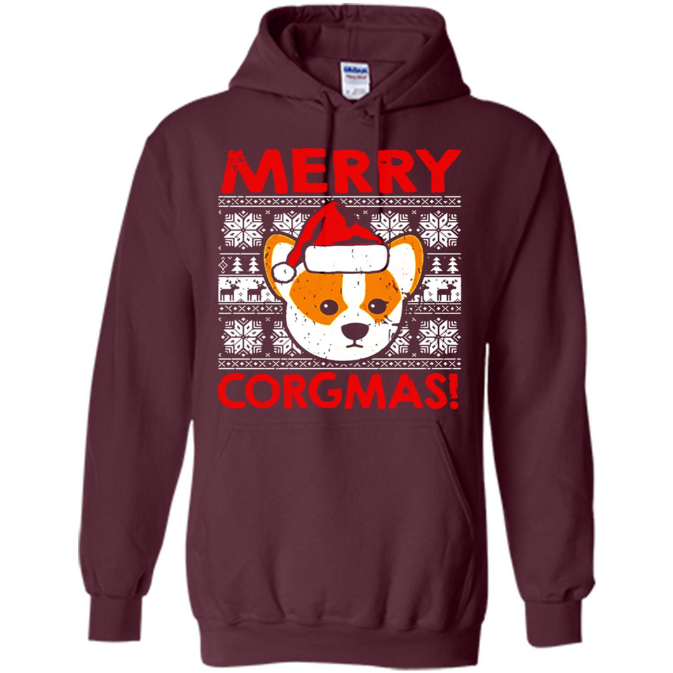 Funny Christmas Santa Corgi Dog Merry Corgmas - Hoodie