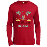 Christmas In July Shirt Surfing Palm Trees Surfboard - Canvas Long Sleeve T-Shirt