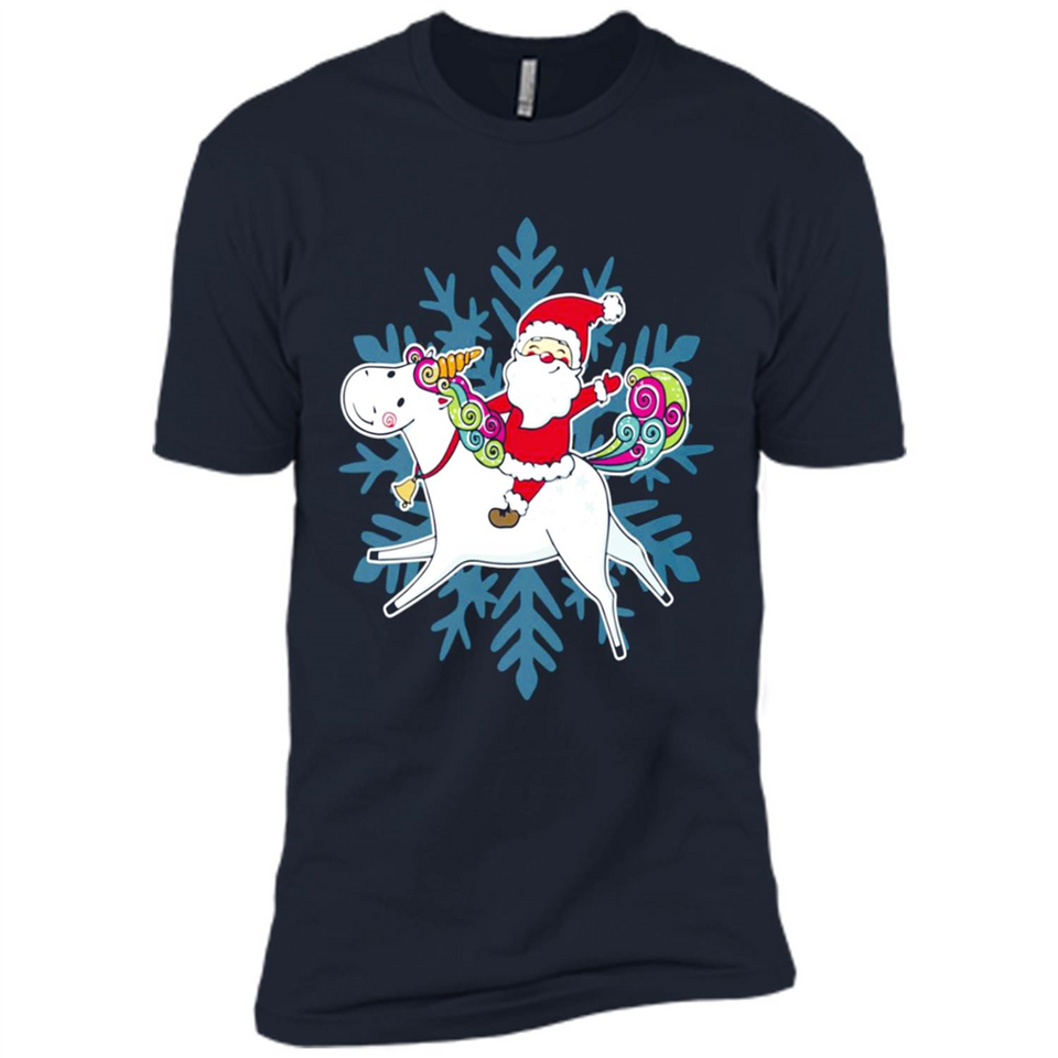 Unicorn And Santa Christmas 1 - Premium Short Sleeve T-Shirt