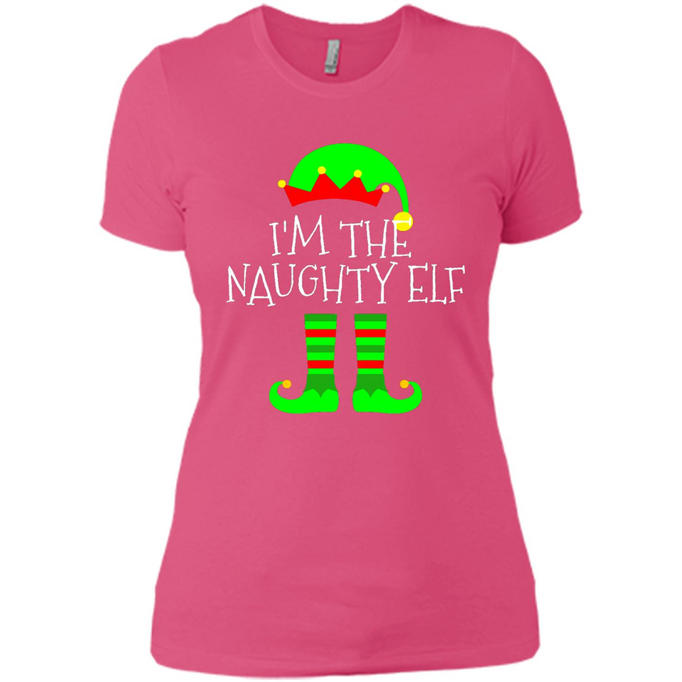 Matching Family Christmas Shirt Funny I'm The Naughty Elf Black mugs PINGPONG - Ladies' Boyfriend T-Shirt