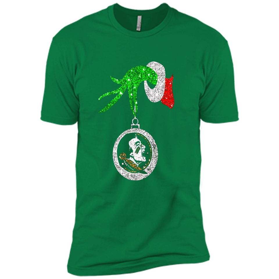 Amazing Florida State Seminoles Glitter Grinch Monogram Ornament Christmas Gift - Premium Short Sleeve T-Shirt