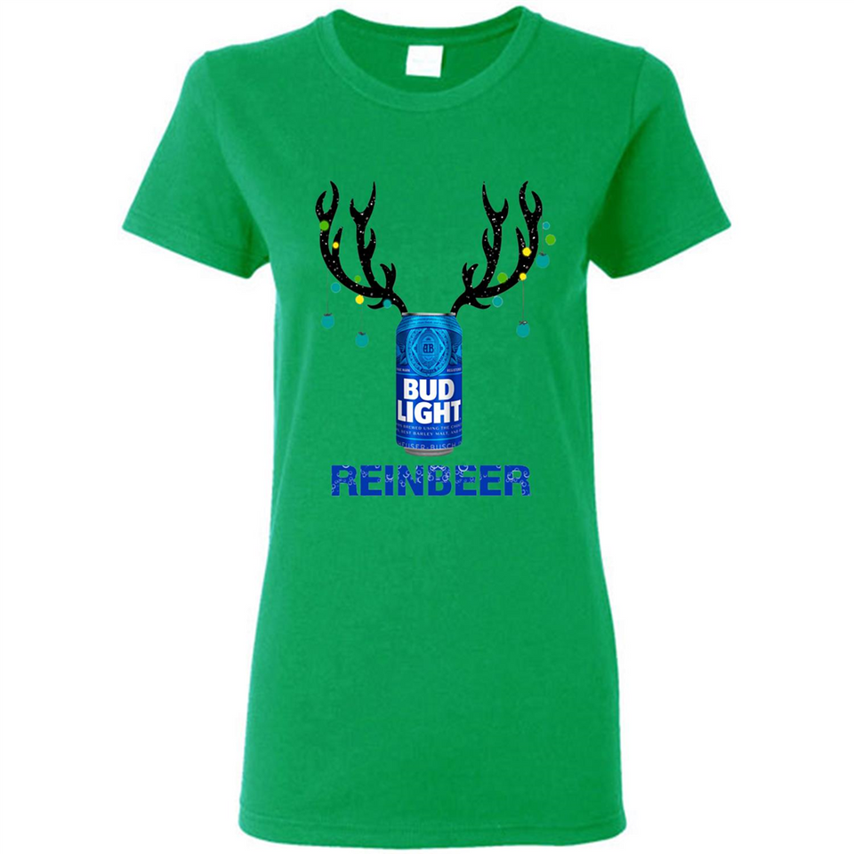 Bud Light Reinbeer Funny Beer Reindeer Christmas Sweatshirt - Ladies Short-Sleeve