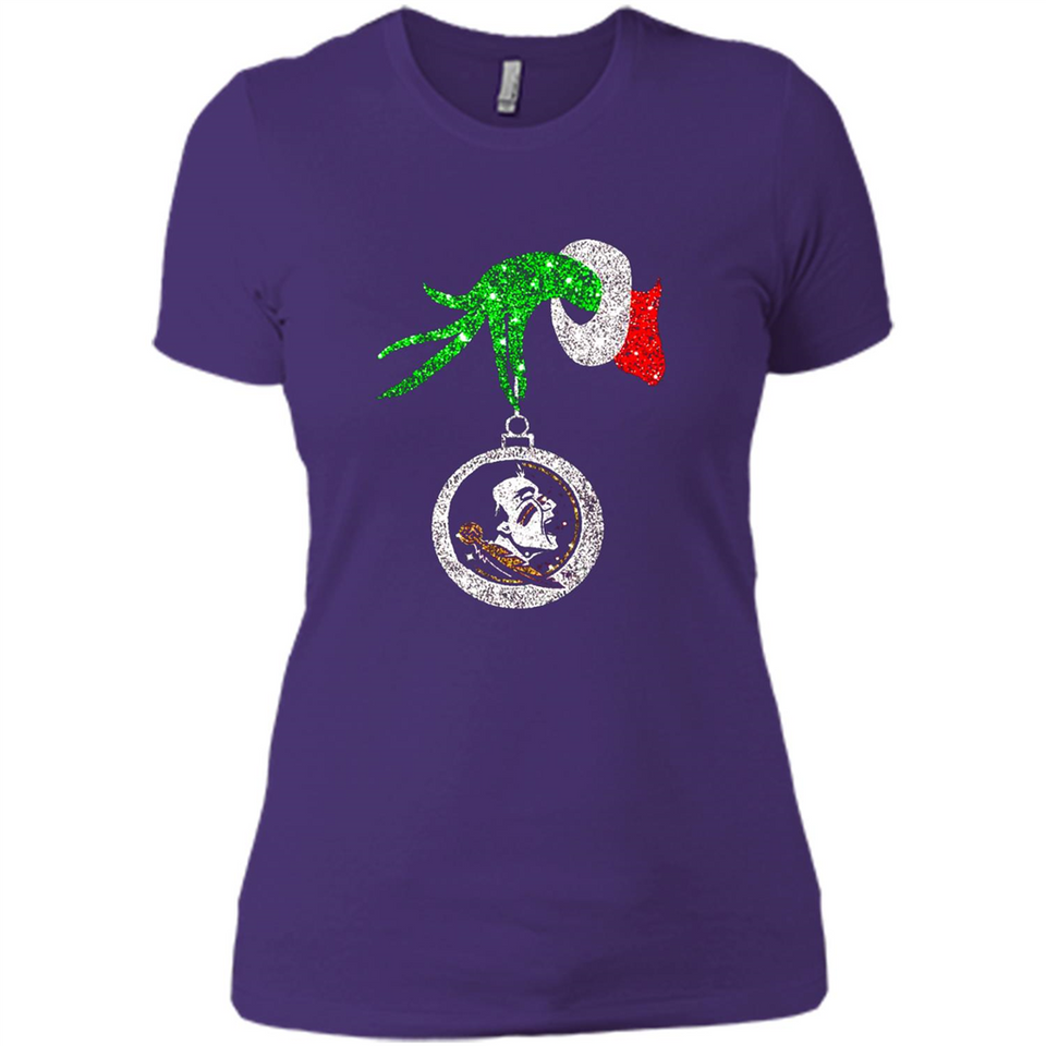 Amazing Florida State Seminoles Glitter Grinch Monogram Ornament Christmas Gift - Ladies' Boyfriend T-Shirt