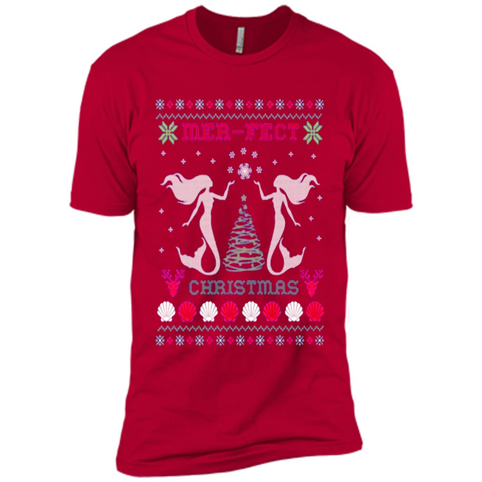 Mermaid Mer-Fect Ugly Christmas Sweater - Premium Short Sleeve T-Shirt