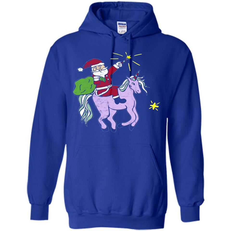 Distressed Retro Santa Riding Unicorn - Hoodie